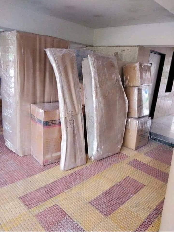 Organized inventory of packed parcels ready for lifting